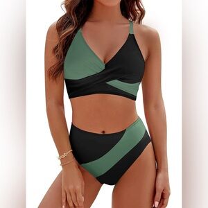 Rosvigor Womens Swimsuits Two Piece Bathing Suits Color Block
